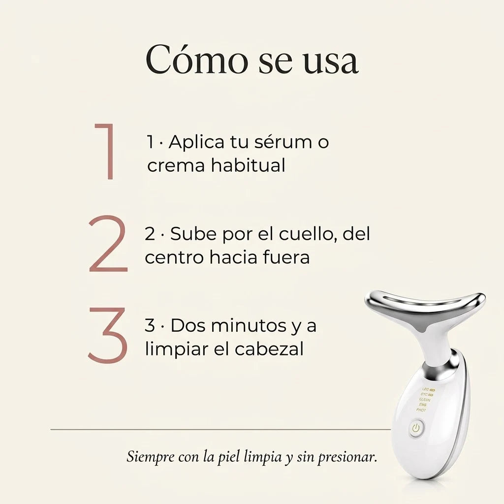 Los tres pasos para usar el masajeador facial y de cuello