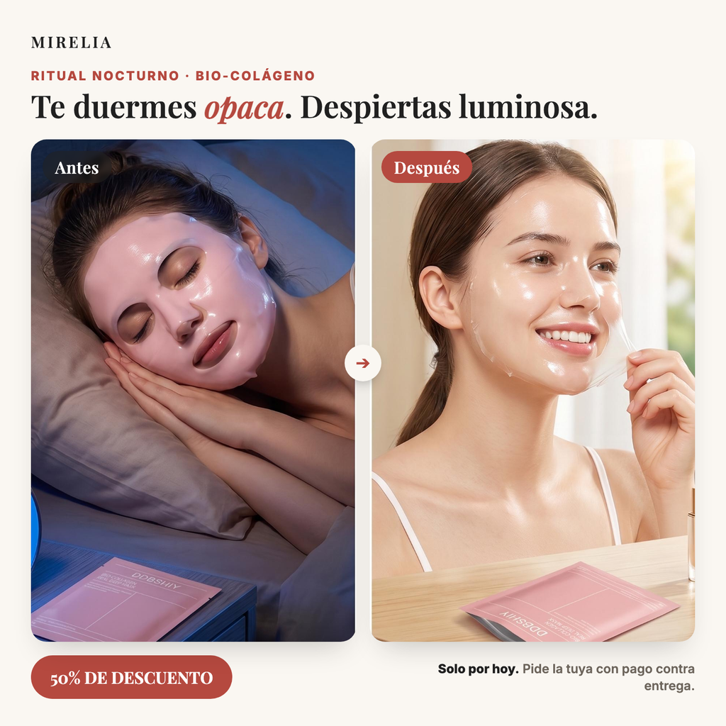 Mirelia Bio-Colageno - antes y despues, ritual nocturno, 50% de descuento