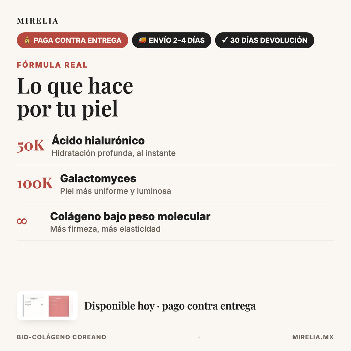 Mirelia Bio-Colageno - formula real, acido hialuronico y colageno